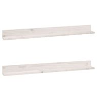 Стенни рафтове, 2 бр, бели, 110x11x9 см, масивно борово дърво