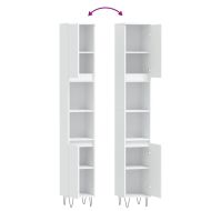 Шкаф за баня, бял, 30x30x190 см, инженерно дърво