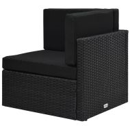 Модулен ъглов диван, полиратан, черен