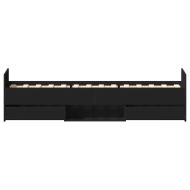 Рамка за легло с горна и долна табла, черна, 75x190 см