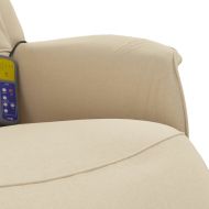 Масажен реклайнер стол с поставка за крака, кремав, текстил