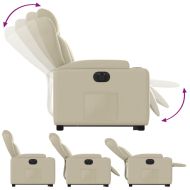 Електрически изправящ реклайнер стол, кремав, изкуствена кожа