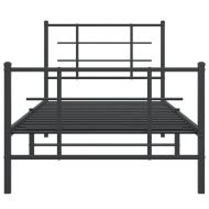 Метална рамка за легло с горна и долна табла, черна, 90x200 см