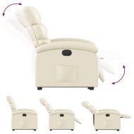 Електрически изправящ реклайнер стол, кремав, изкуствена кожа