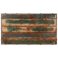 Кафе маса с колелца, регенерирано дърво масив, 100x55x26 cм