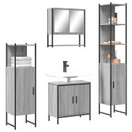 Комплект мебели за баня от 4 части сив сонома инженерно дърво