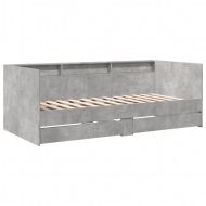 Дневно легло с чекмеджета, без матрак, бетонно сив, 100x200 см