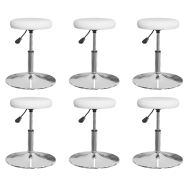 Трапезни столове, 6 бр, бели, изкуствена кожа