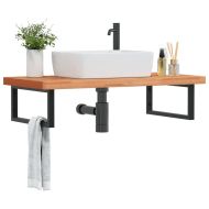 Стенен рафт за мивка, стомана и масивно дърво бук