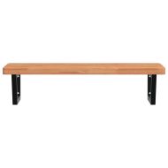 Стенен рафт за мивка, стомана и масивно дърво бук