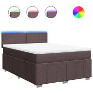 Боксспринг легло с матрак, тъмнокафяво, 160x200 см, плат