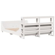 Рамка за легло без матрак, бял, 120x200 см, бор масив