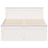 Рамка за легло без матрак, с табла, бял, 120x200 см, бор масив