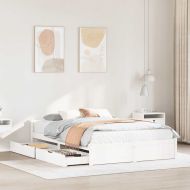 Рамка за легло без матрак, бял, 135x190 см, бор масив