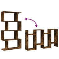 Разделител за стая / библиотека 4 нива опушен дъб 70x24x129 см