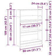 Библиотека, старо дърво, 80x24x109 см, инженерно дърво
