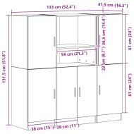 Комплект кухненски шкафове 3 части сив сонома инженерно дърво