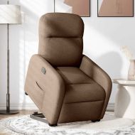 Електрически изправящ реклайнер стол, кафяв, текстил