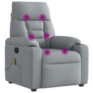 Масажен реклайнер стол, светлосив, текстил