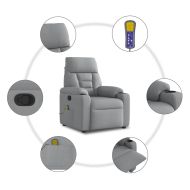 Масажен реклайнер стол, светлосив, текстил