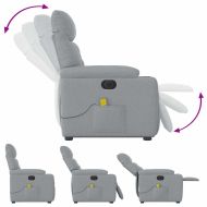 Електрически изправящ масажен реклайнер стол светлосив текстил