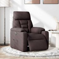 Електрически реклайнер стол, тъмнокафяв, текстил