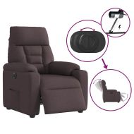 Електрически реклайнер стол, тъмнокафяв, текстил