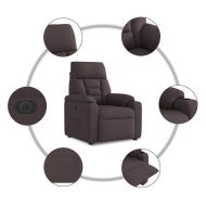 Електрически реклайнер стол, тъмнокафяв, текстил