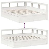 Легло с етажерка за книги, без матрак, 150x200 см, бор масив