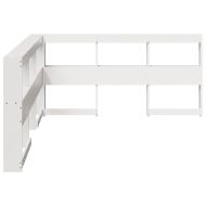 Табла за книги с L-образна, бяла, 135 см, масивно дърво бор