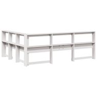 Табла за книги с L-образна, бяла, 135 см, масивно дърво бор