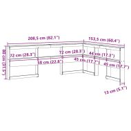 Табла за книги с L-образна, бяла, 135 см, масивно дърво бор