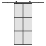 Плъзгаща се врата с обков 90x205 см Закалено стъкло&Алуминий