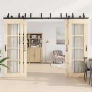 Комплект механизъм за плъзгаща врата, 305 см, стомана, черен