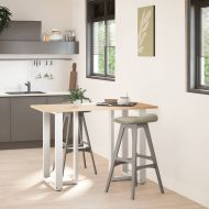 Крака за бар маса, Т-образни, 2 бр., бели, 60x35x(90-91) см, стомана