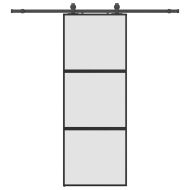 Плъзгаща се врата с комплект обков Черно 76x205 cm