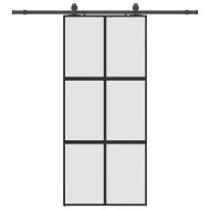 Плъзгаща се врата с комплект обков Черно 90x205 cm