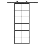 Плъзгаща се врата с обков черна 76x205 см ESG стъкло