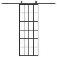 Плъзгаща се врата с обков черна 76x205 см ESG стъкло