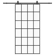 Плъзгаща се врата с механизъм черна 102x205 см ESG стъкло