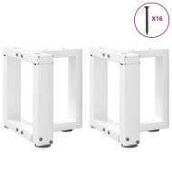 Крака за масичка за кафе, Т-образни, 2 бр., бели, 30x25x(30-31) см, стомана