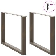 Крака за трапезна маса, U-образни, 2 бр., естествена стомана, 100 x (72-73) см, стомана