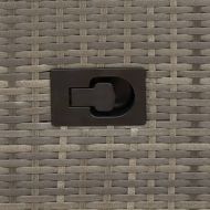 Градински диван с 2 места и маса, сив, полиратан