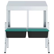 Кутия за гнездене за пилета с 2 отделения и крака, поцинкована стомана