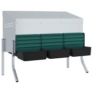 Кутия за гнездене за пилета с 3 отделения и крака, поцинкована стомана