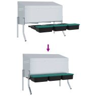 Кутия за гнездене за пилета с 3 отделения и крака, поцинкована стомана