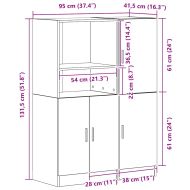 Комплект кухненски шкафове 2 части старо дърво инженерно дърво