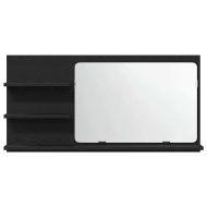 Шкаф за баня с огледало, черен дъб, 90x11x45 см, инженерно дърво