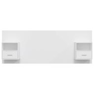 Горна табла за легло с шкафчета, бяла, инженерно дърво