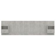 Горна табла за легло с шкафчета, бетонно сива, инженерно дърво